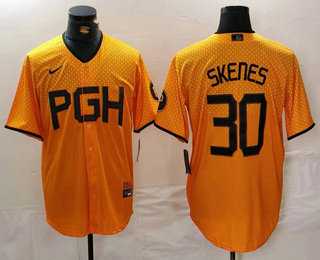 Men%27s Pittsburgh Pirates #30 Paul Skenes Yellow 2023 City Connect Stitched Jersey->san diego padres->MLB Jersey